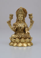 Brass Yellow  Gold   Laxmi On Lotus