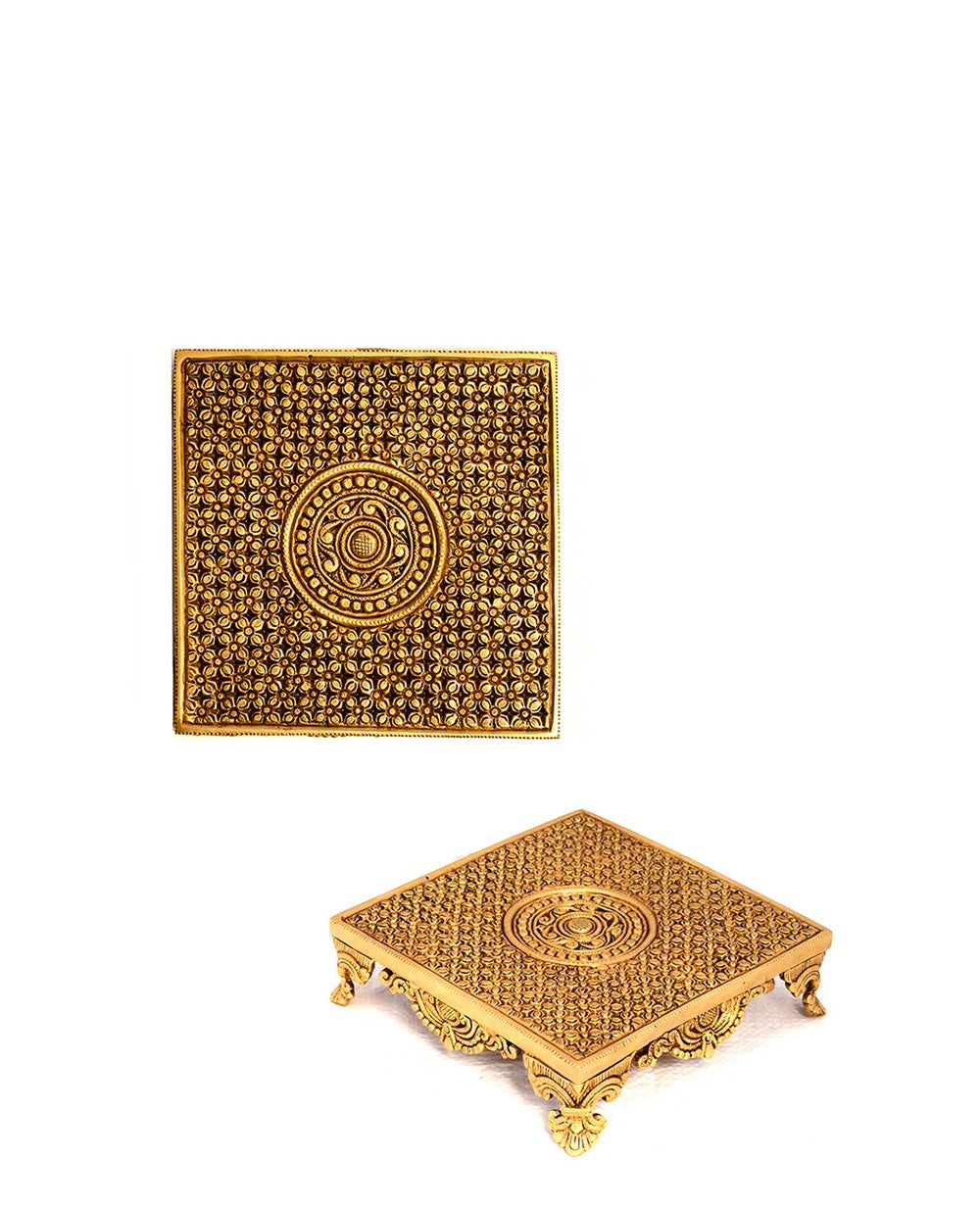 Brass   Chowki Flower Carved