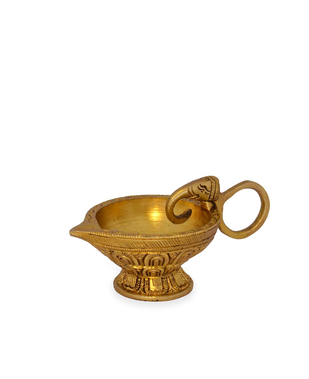 Brass Deepak Elephant Handle