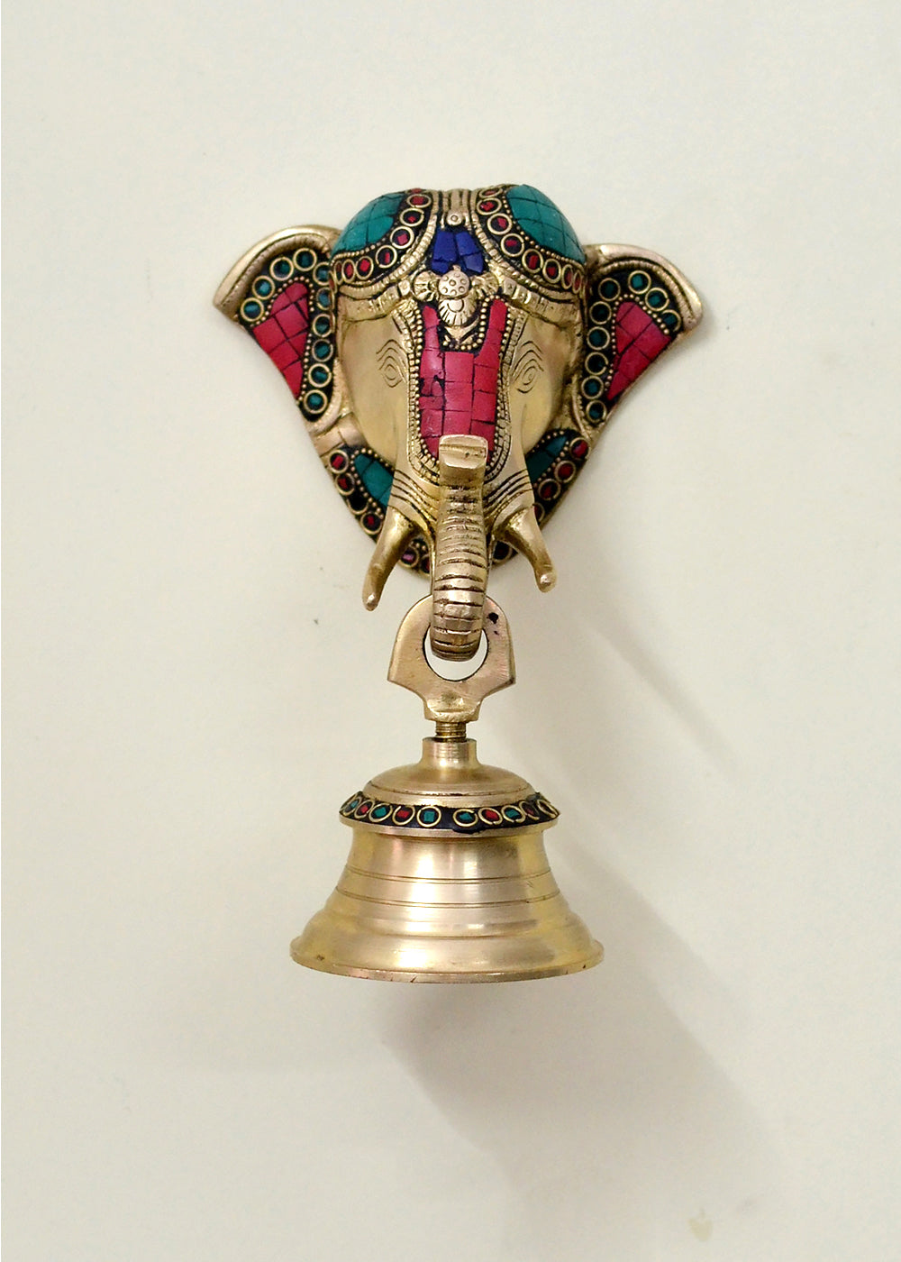Brass Stone Work Elephant Bell Hanging