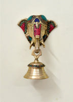 Brass Stone Work Elephant Bell Hanging