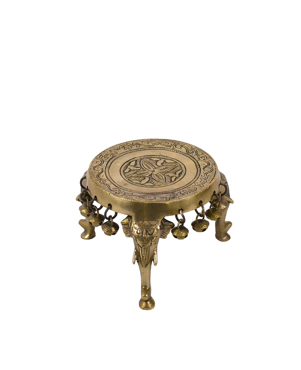Brass  Elephant Chowki With Ghungroo
