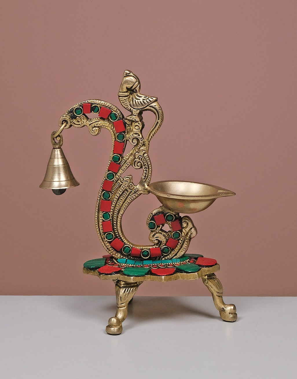 Brass Stone Work Diya Bell