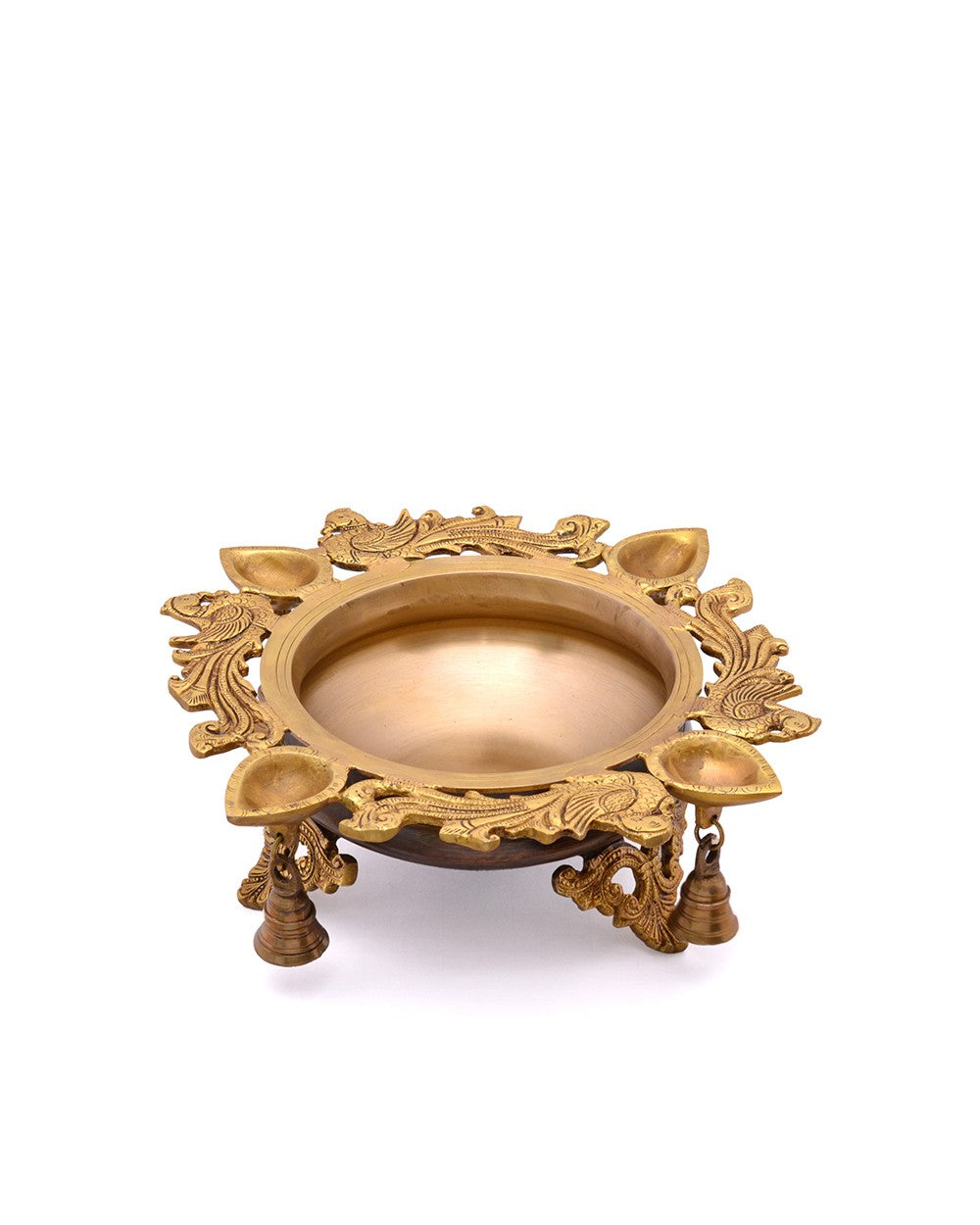 Brass Golden Tone Urli Peacock Diya