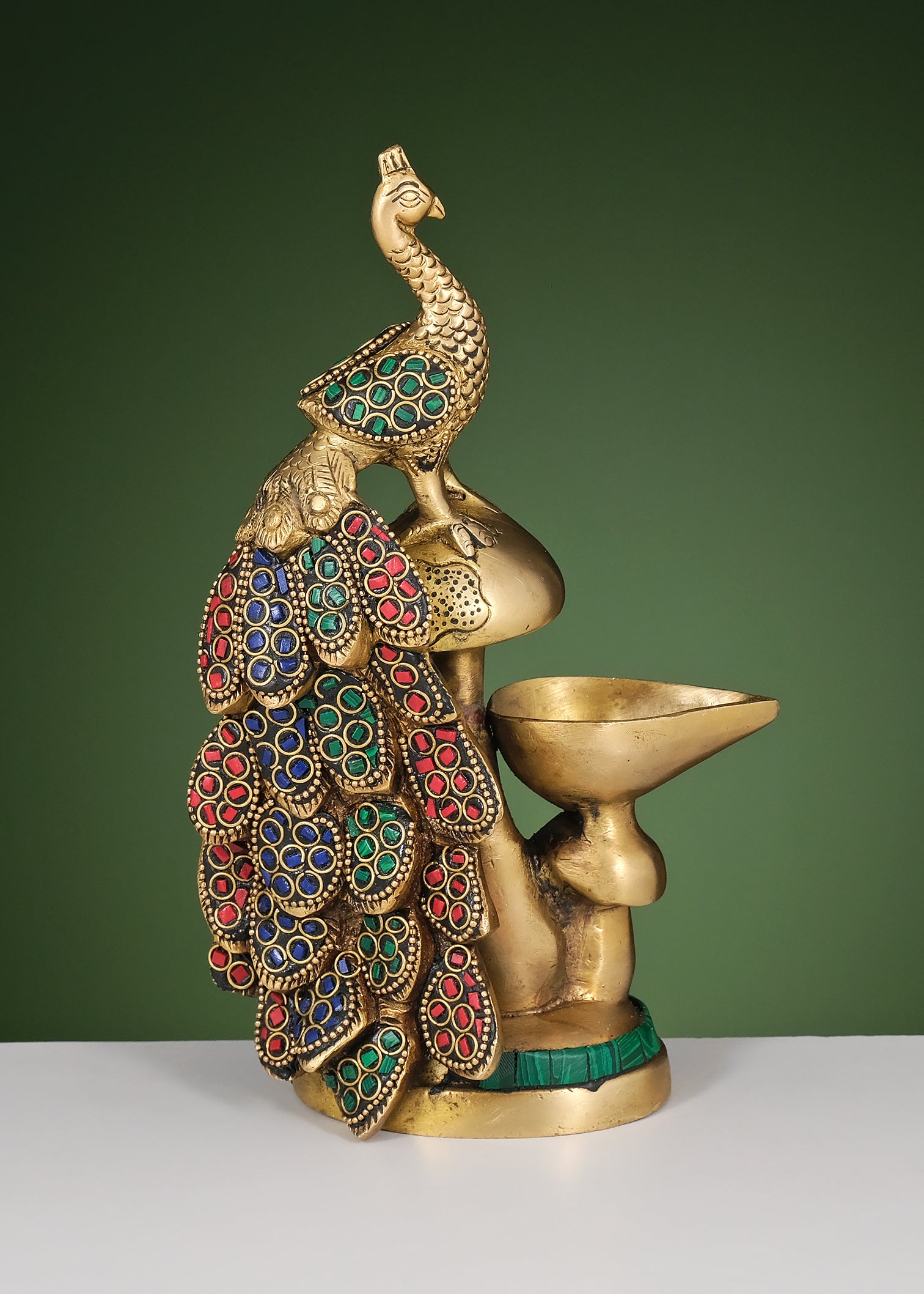 Brass Ring Work Peacock
Diya