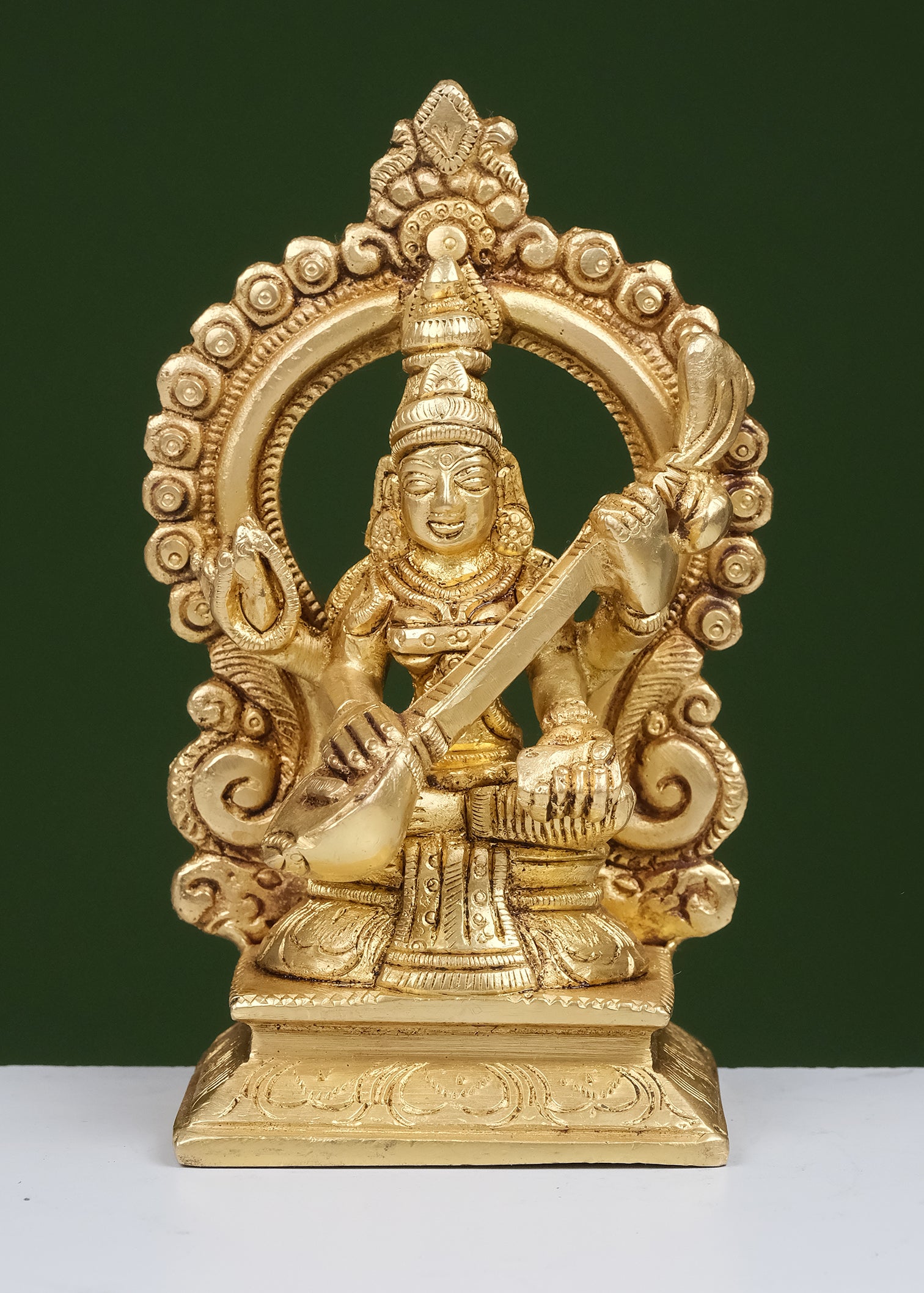 Brass Yellow Gold  Saraswati Arch
