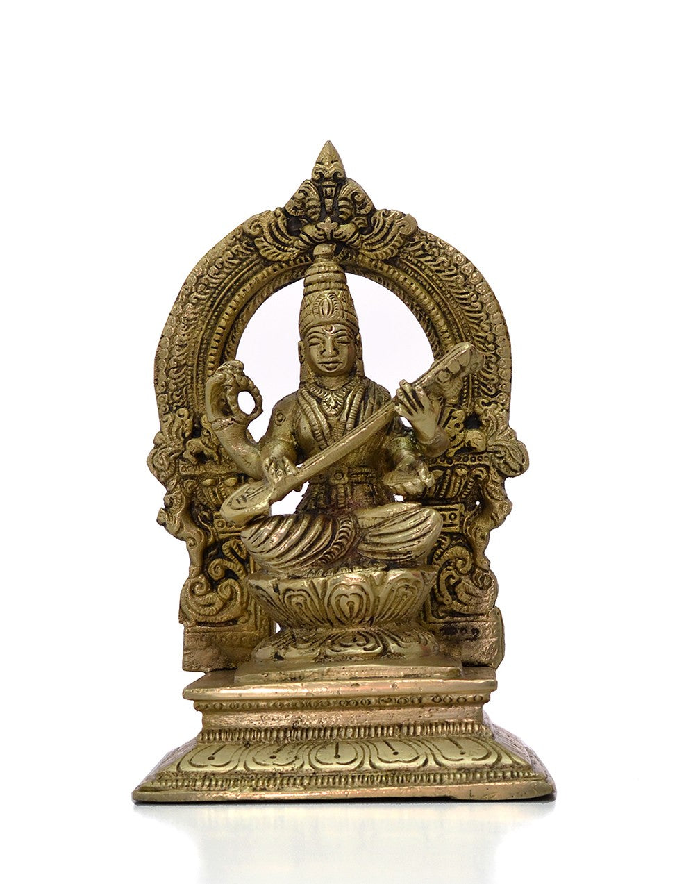 Brass White Gold Saraswati Arch