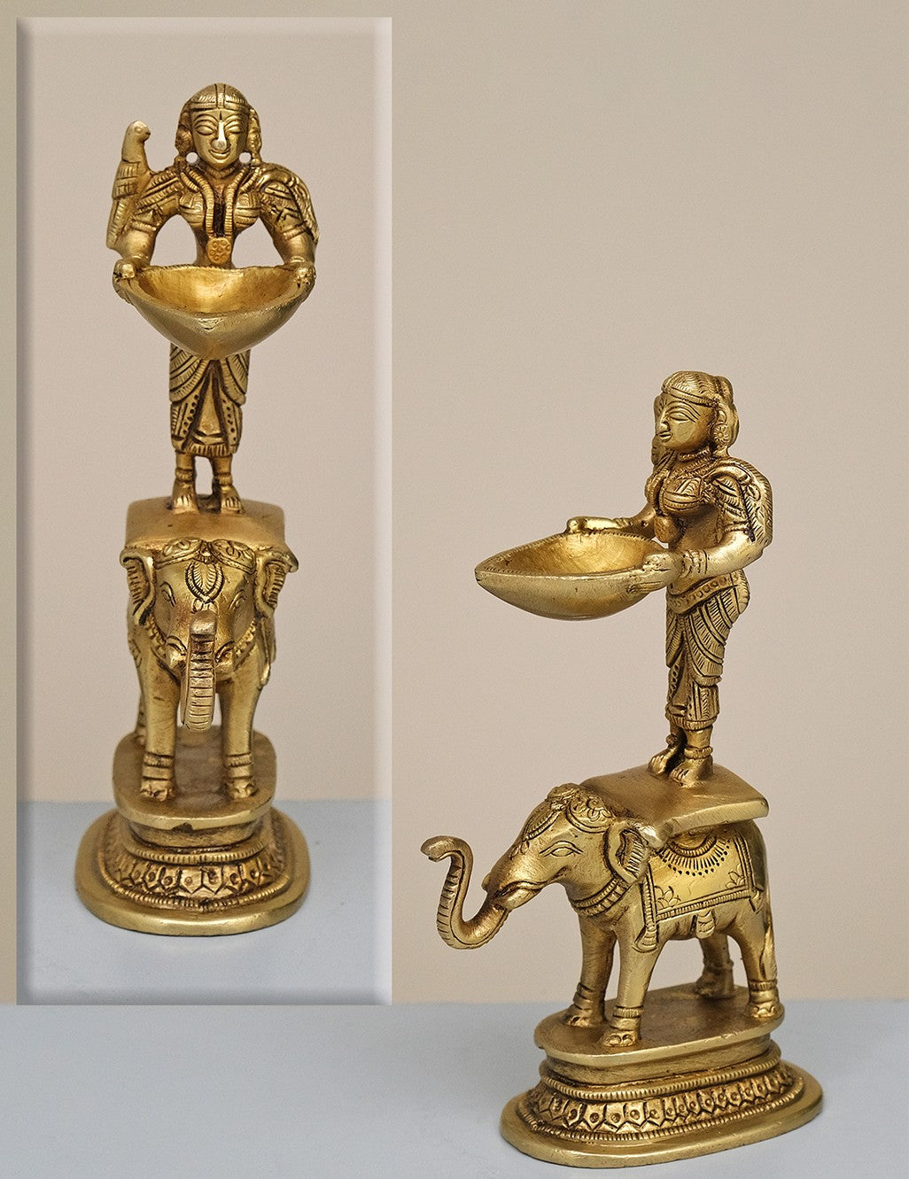 Brass Deep Laxmi On Elephant