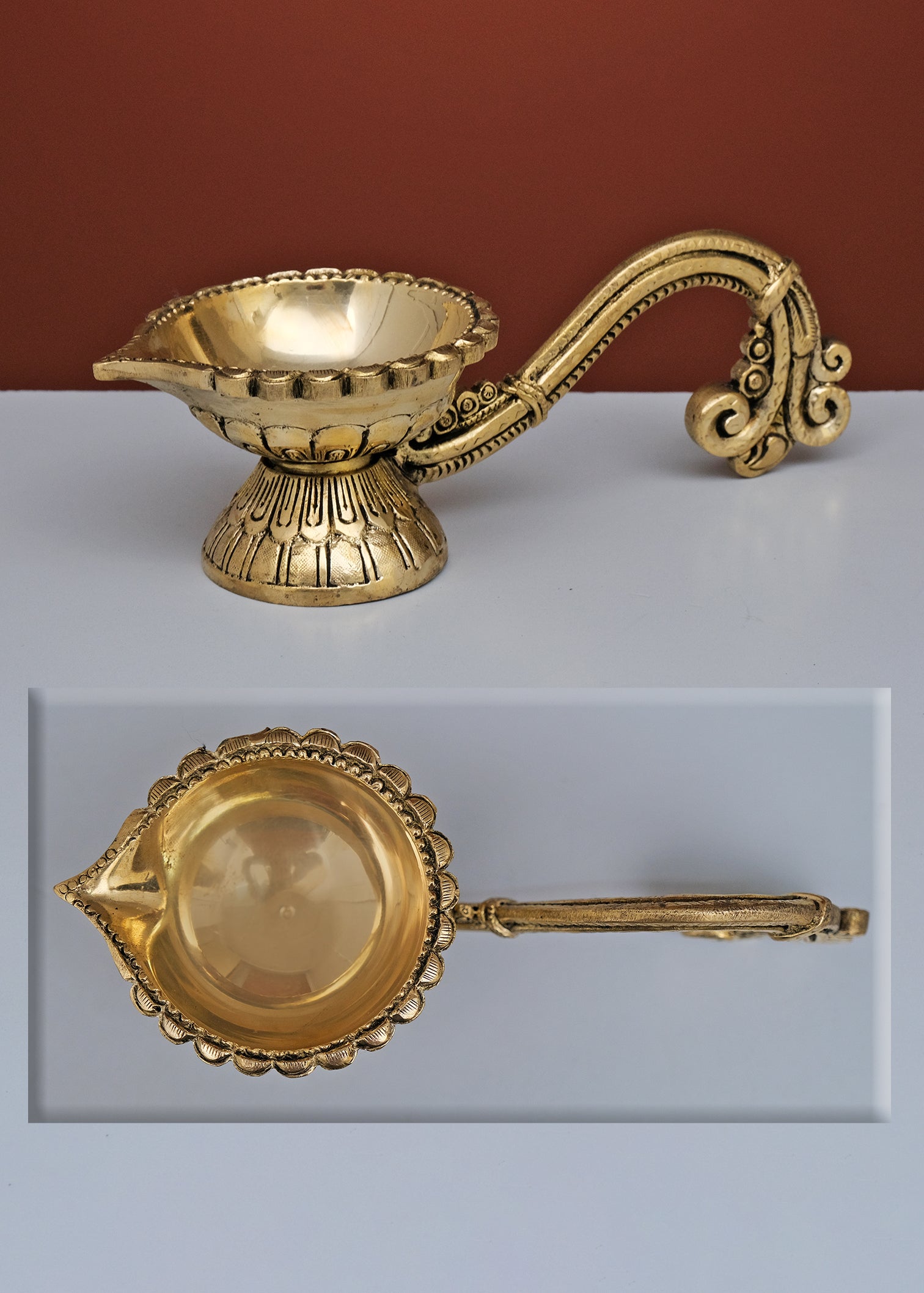 Brass Diya with Handle