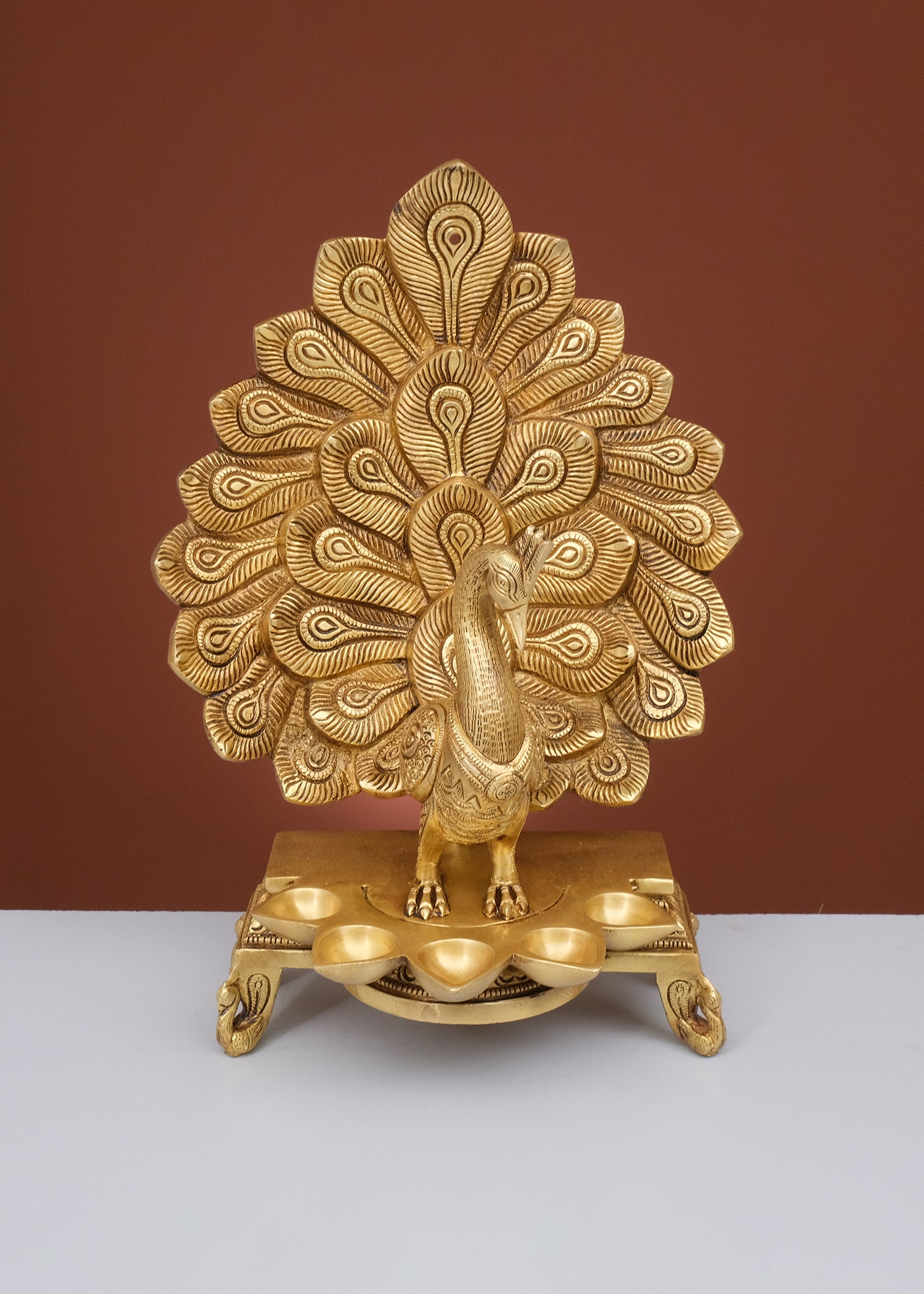 Brass Peacock Diya Bell