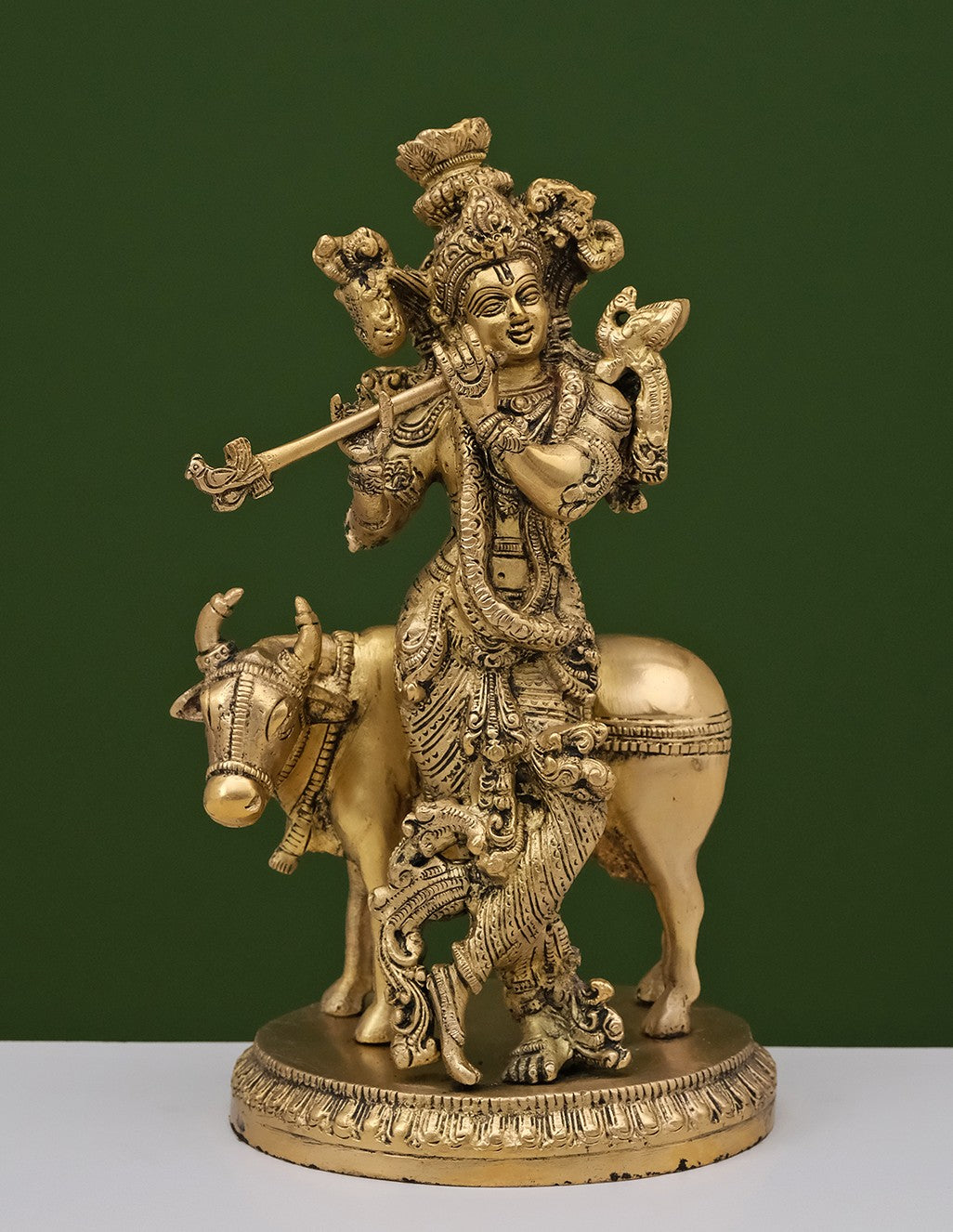 Brass Krishna Cow