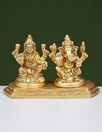 Brass Ganesha Laxmi On Base