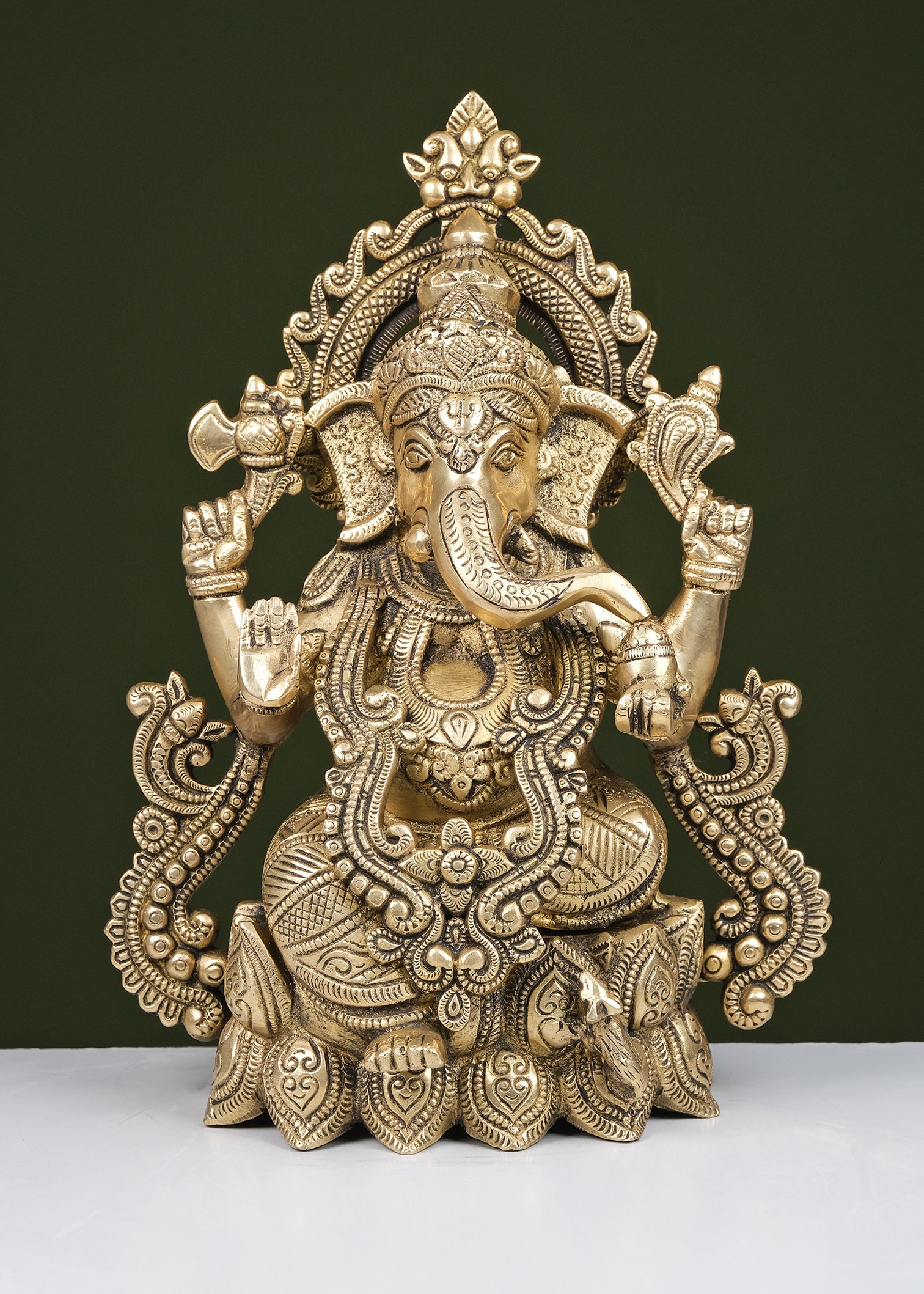 Brass Ganesha Sitting On Lotus