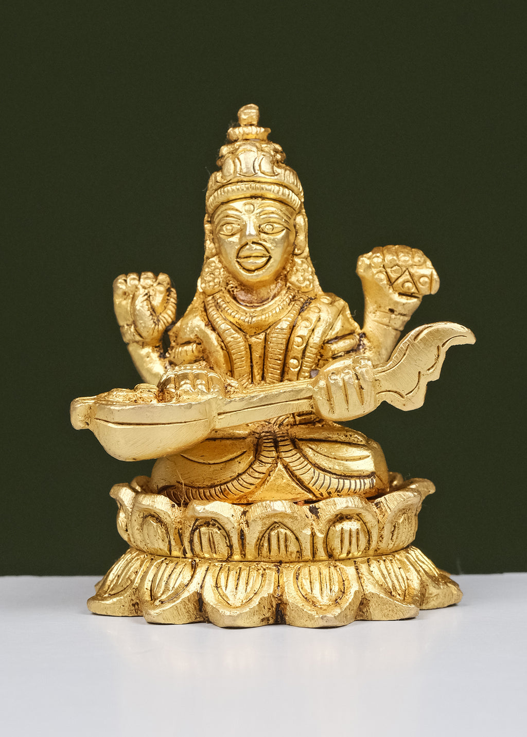 Brass Saraswati Sitting Lotus