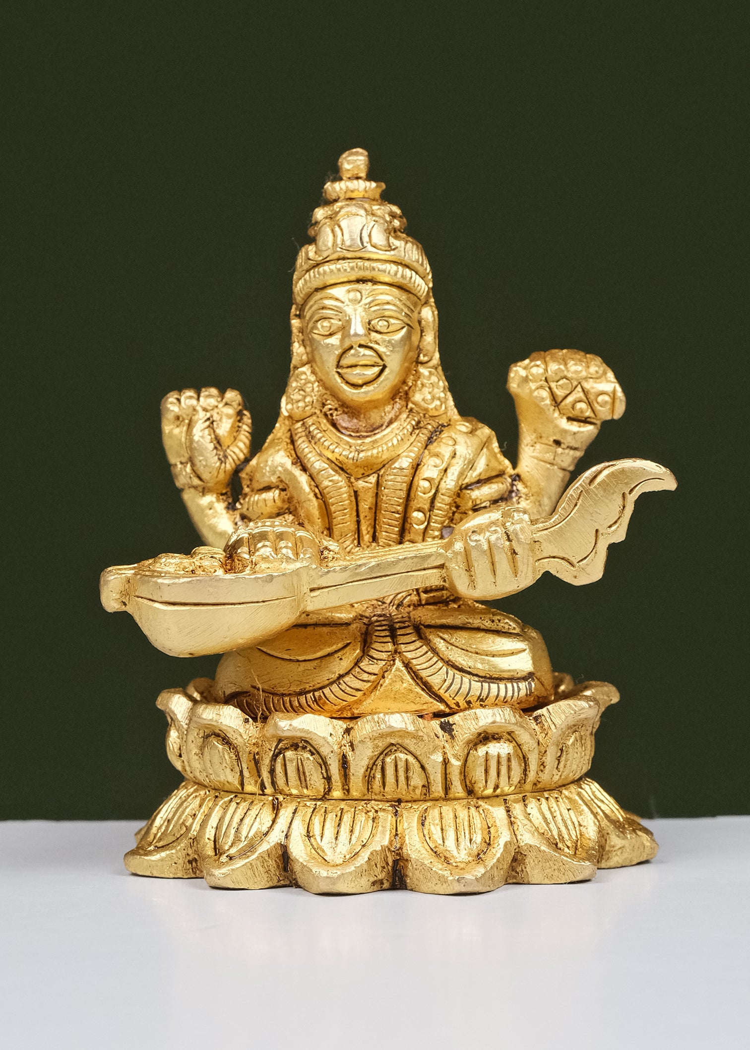 Brass Saraswati Sitting Lotus