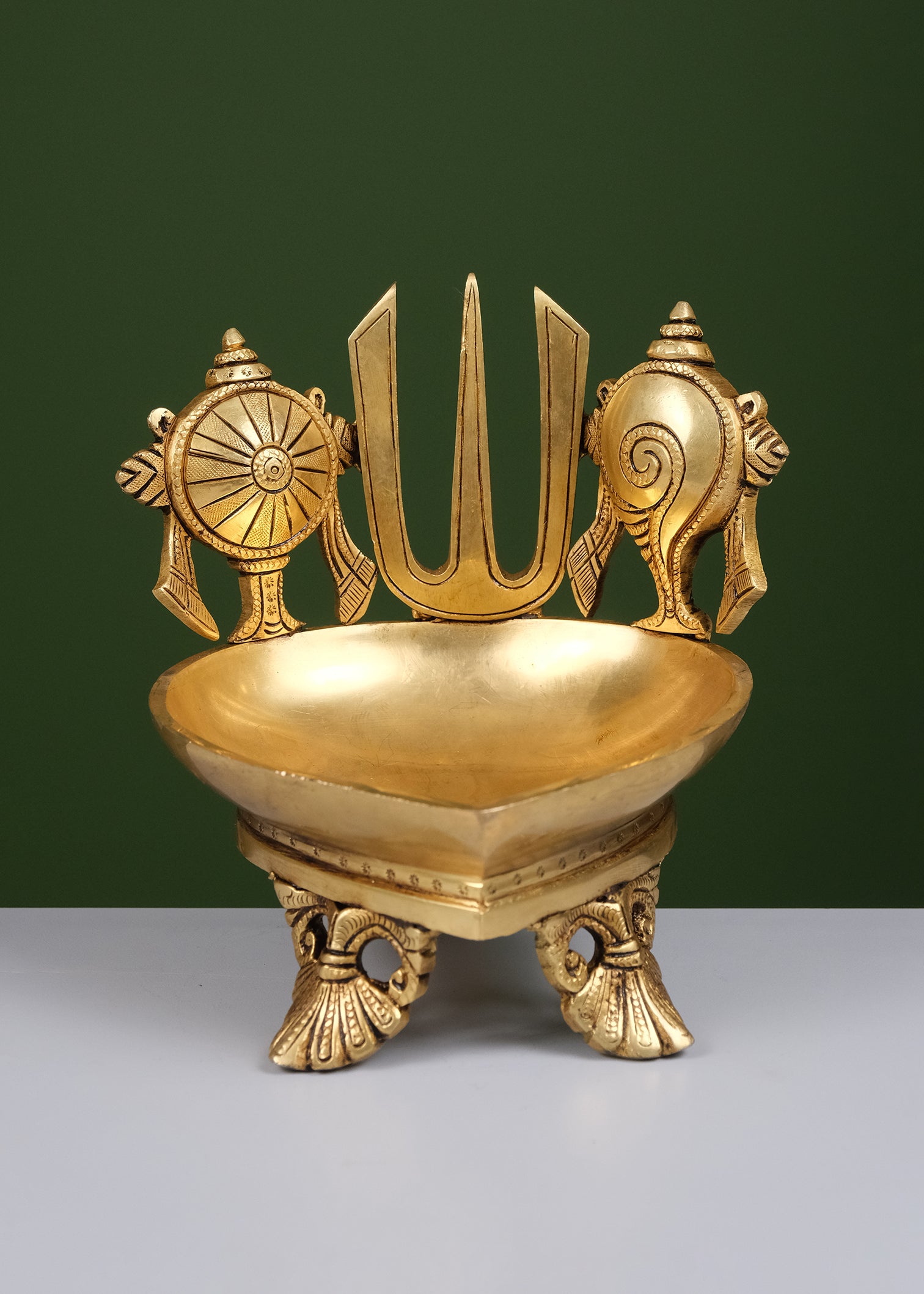 Brass Shankh Chakra Tilak Deepak