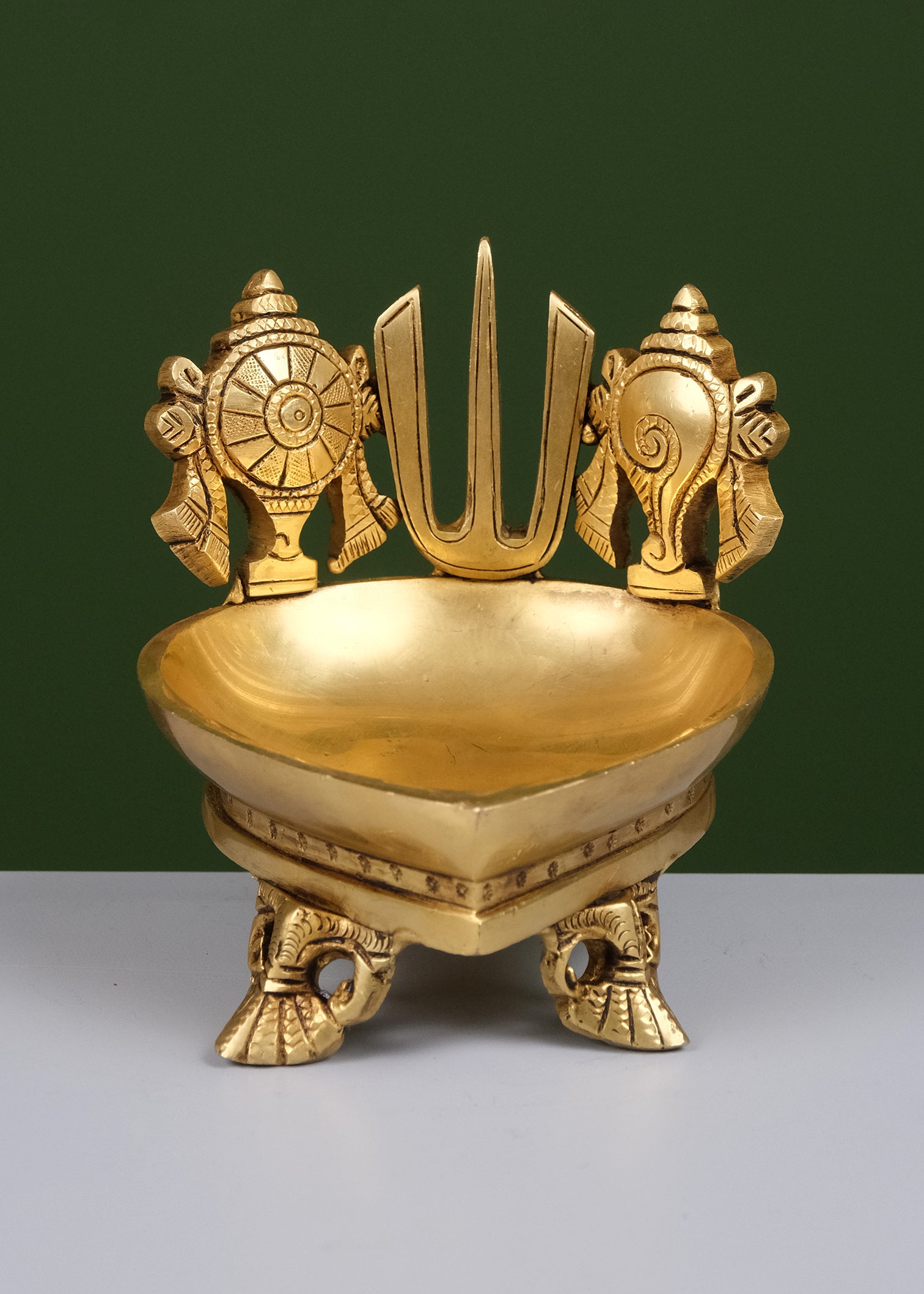 Brass Shankh Chakra Tilak Deepak