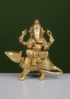 Brass Ganesha Sitting On Rat