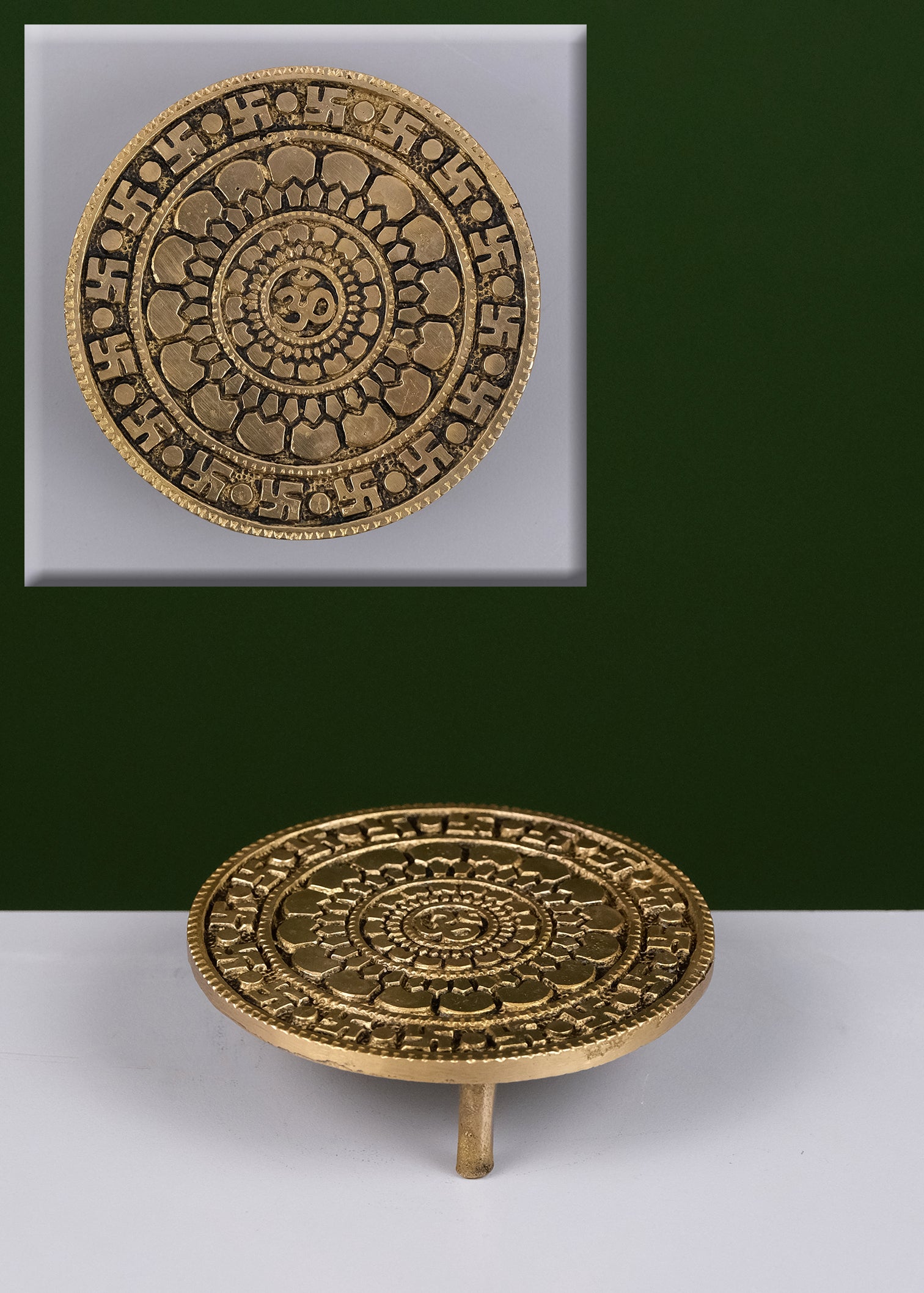Brass Chowki Om Carving