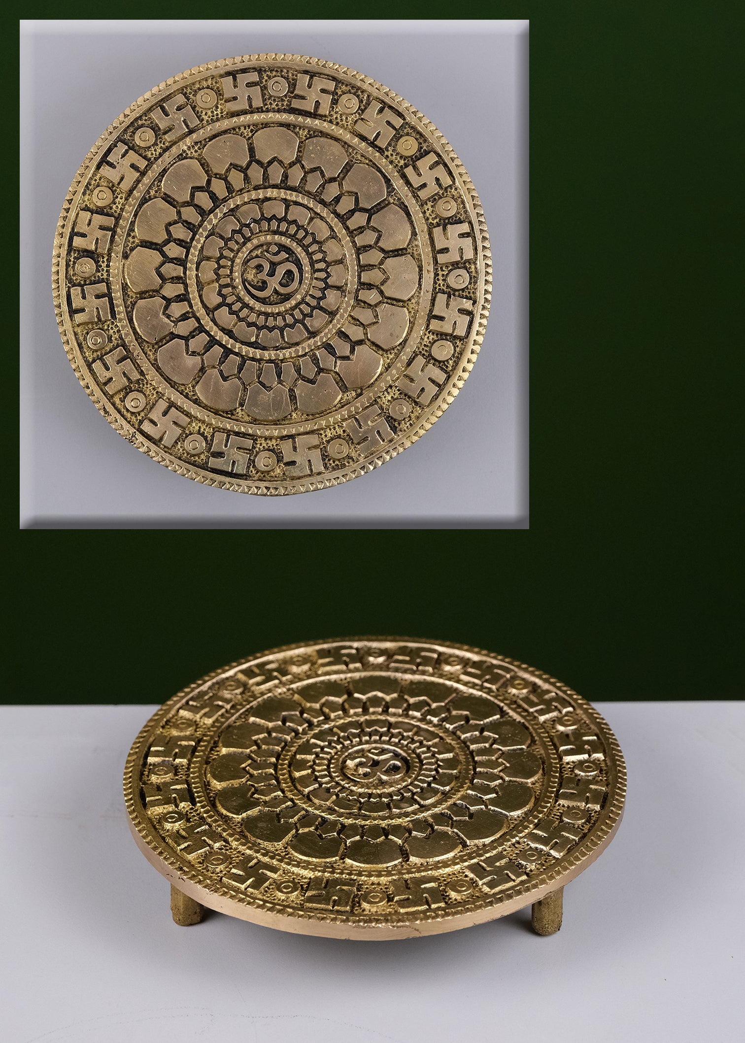 Brass Chowki Om Carving