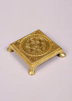 Brass Chowki With Charan Paduka Carving