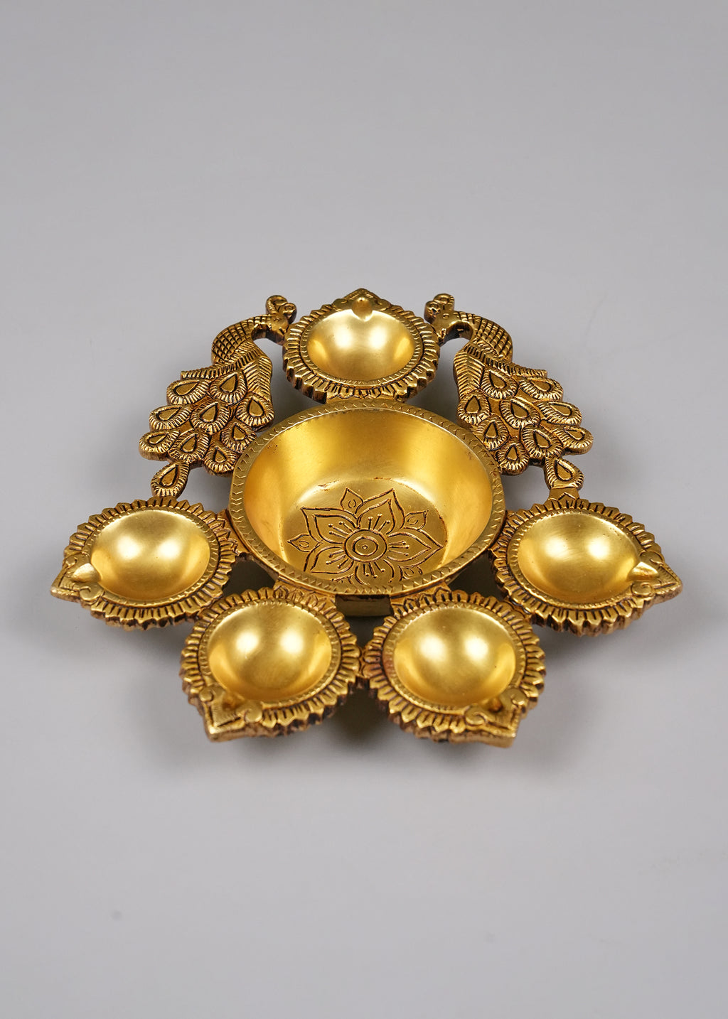 Brass Double Peacock Diya