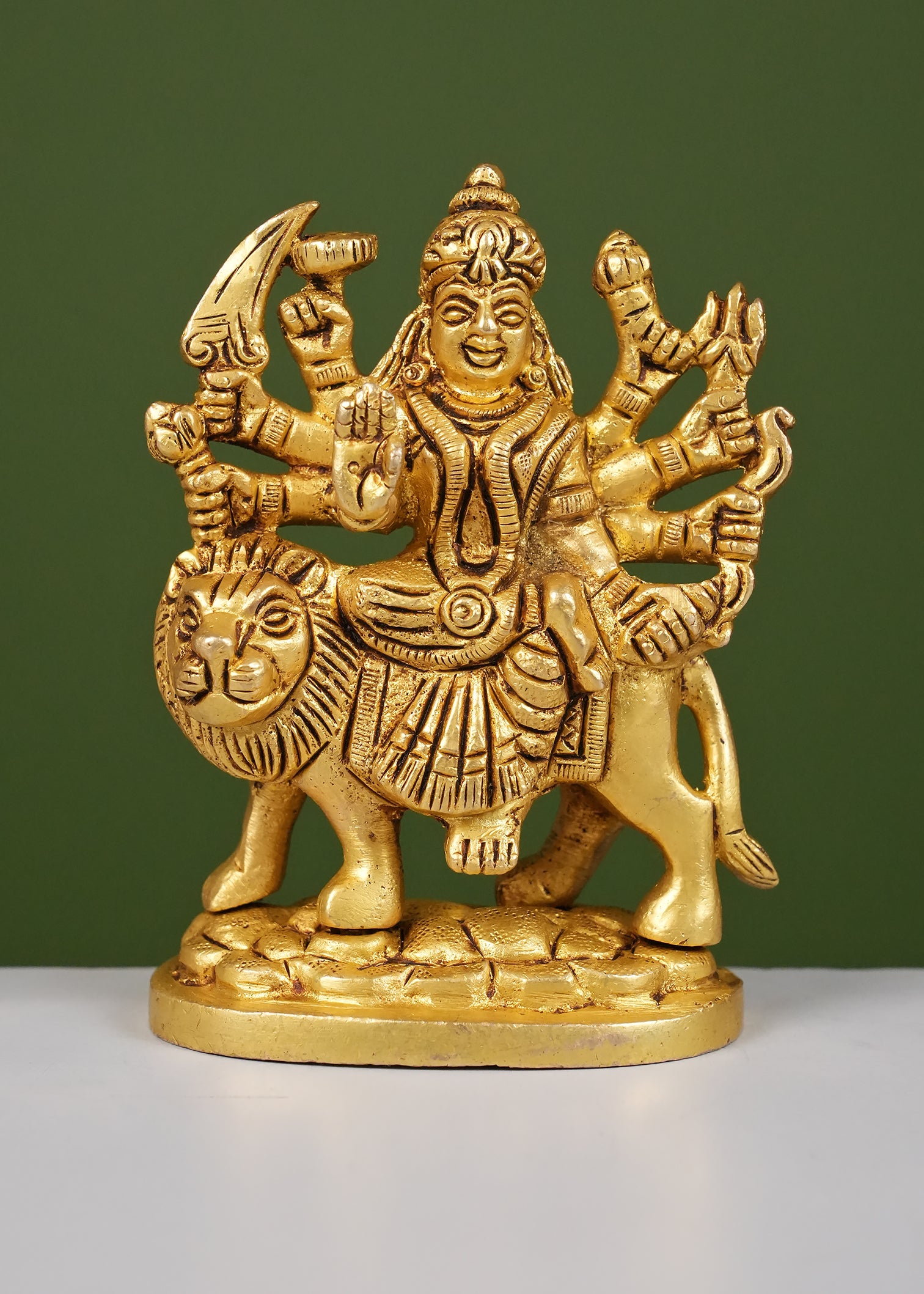 Brass Durga Sitting on Lion