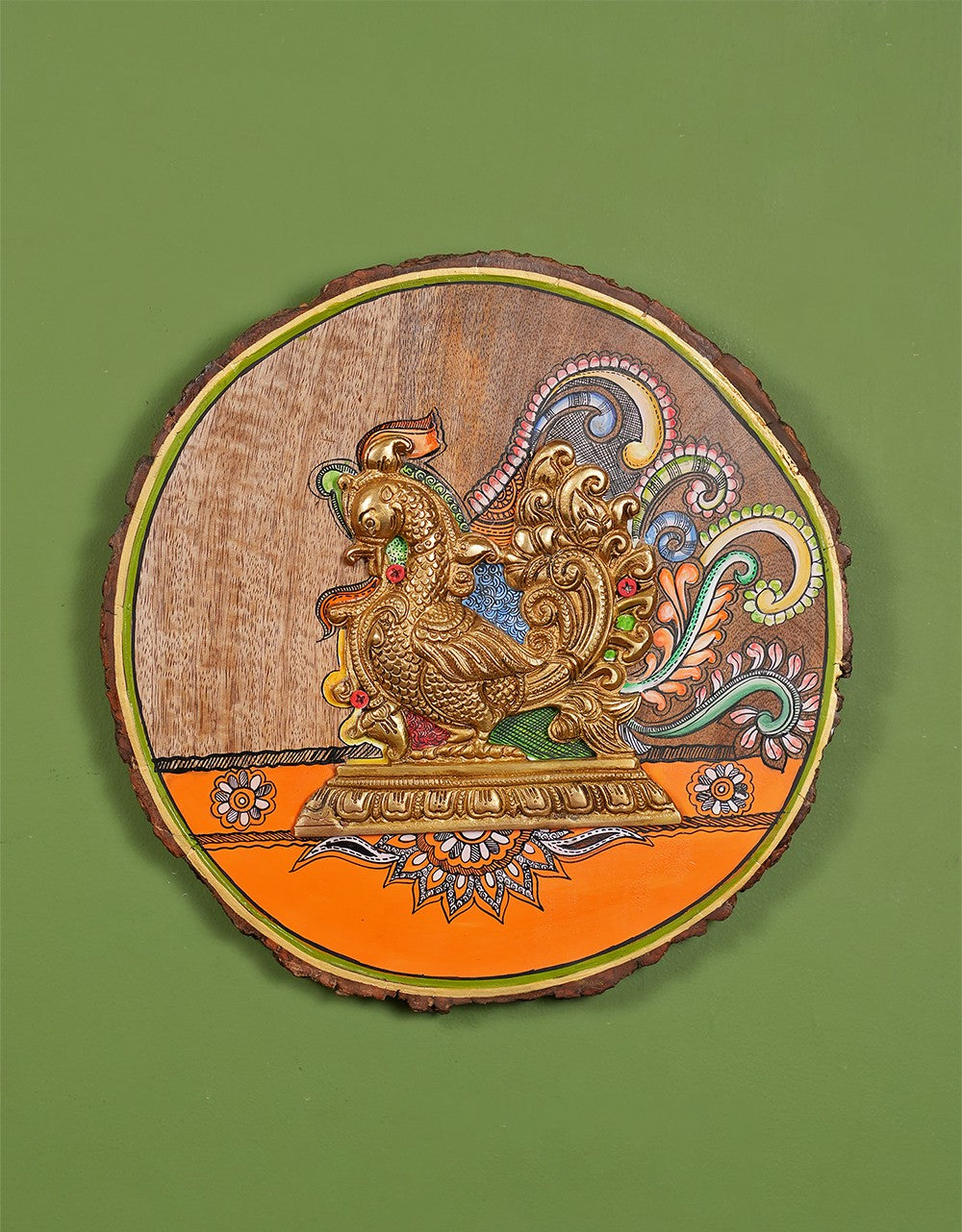 Brass Annapashi with Wood Round Frame