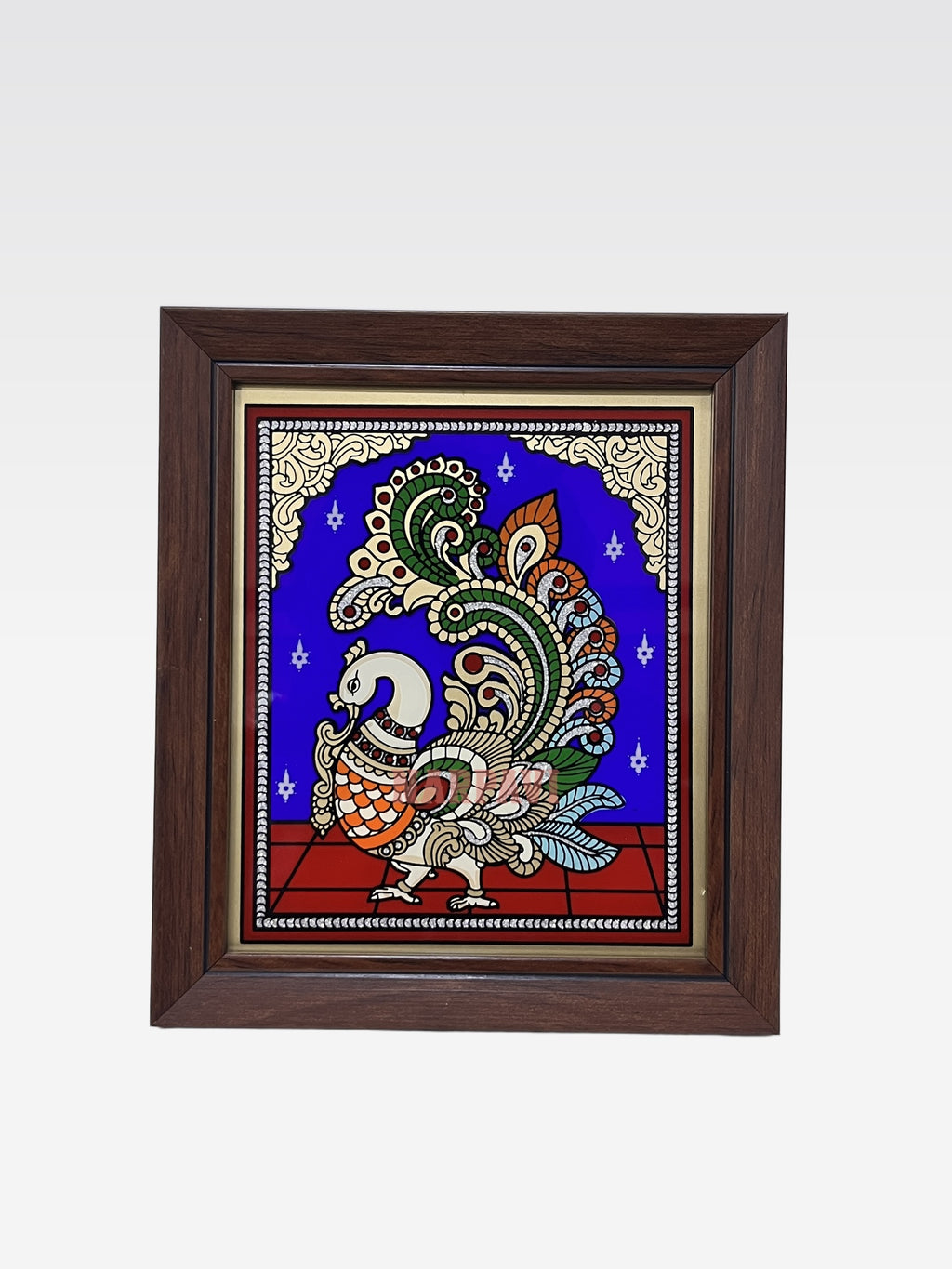 AR TANJORE REVERSE GLSS PNG PTRMIUM SMALL (Peacock or parrot)