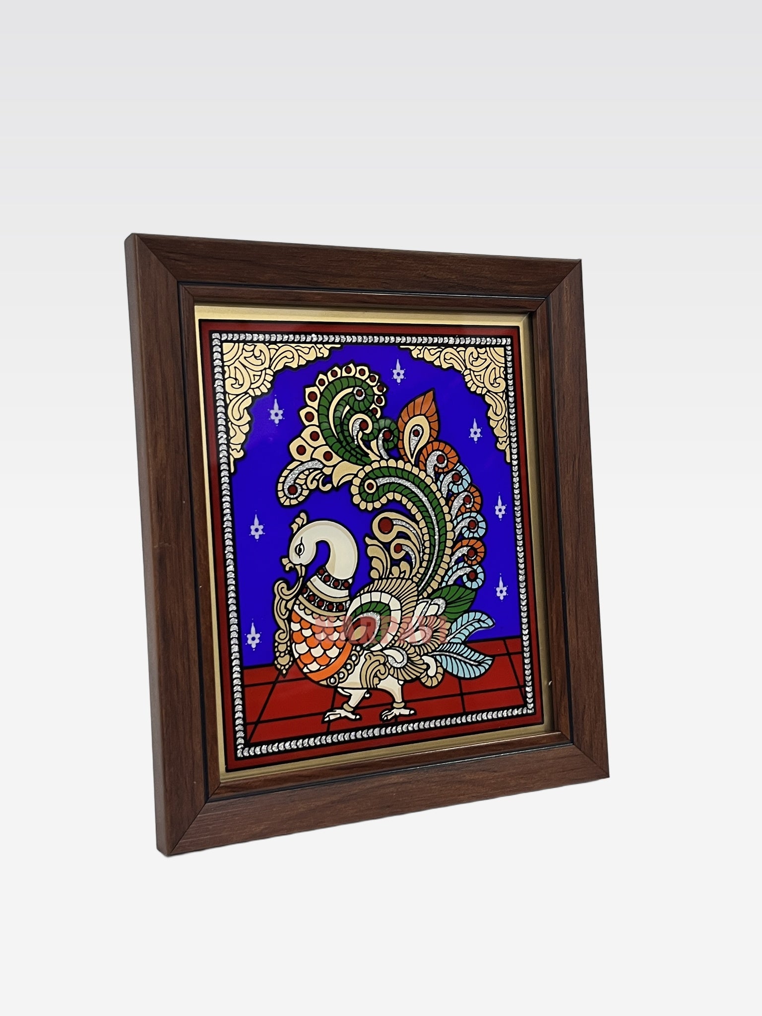 AR TANJORE REVERSE GLSS PNG PTRMIUM SMALL (Peacock or parrot)