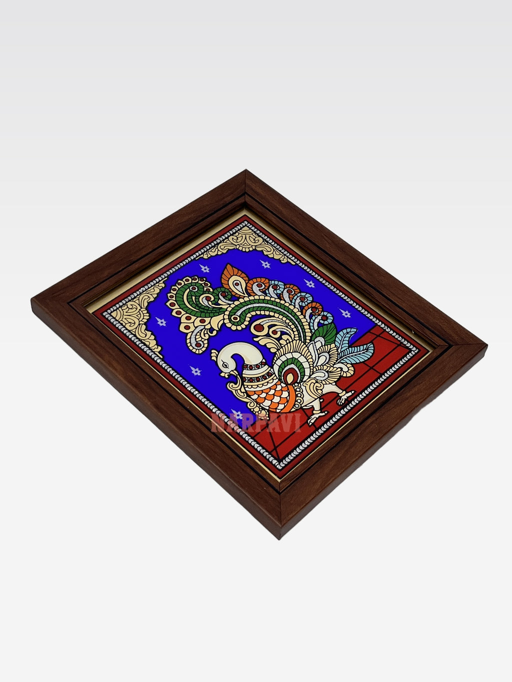 AR TANJORE REVERSE GLSS PNG PTRMIUM SMALL (Peacock or parrot)