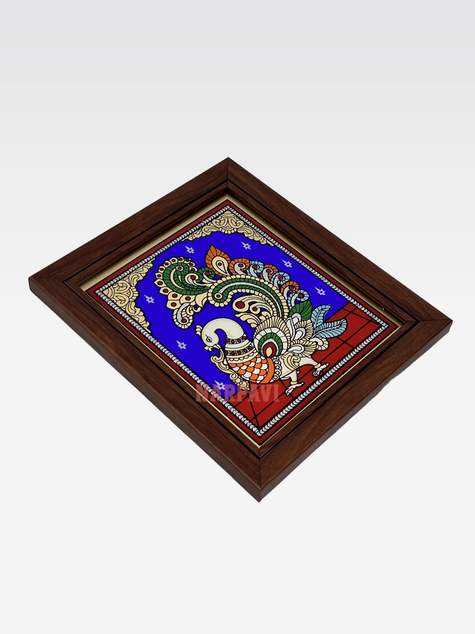AR TANJORE REVERSE GLSS PNG PTRMIUM SMALL (Peacock or parrot)