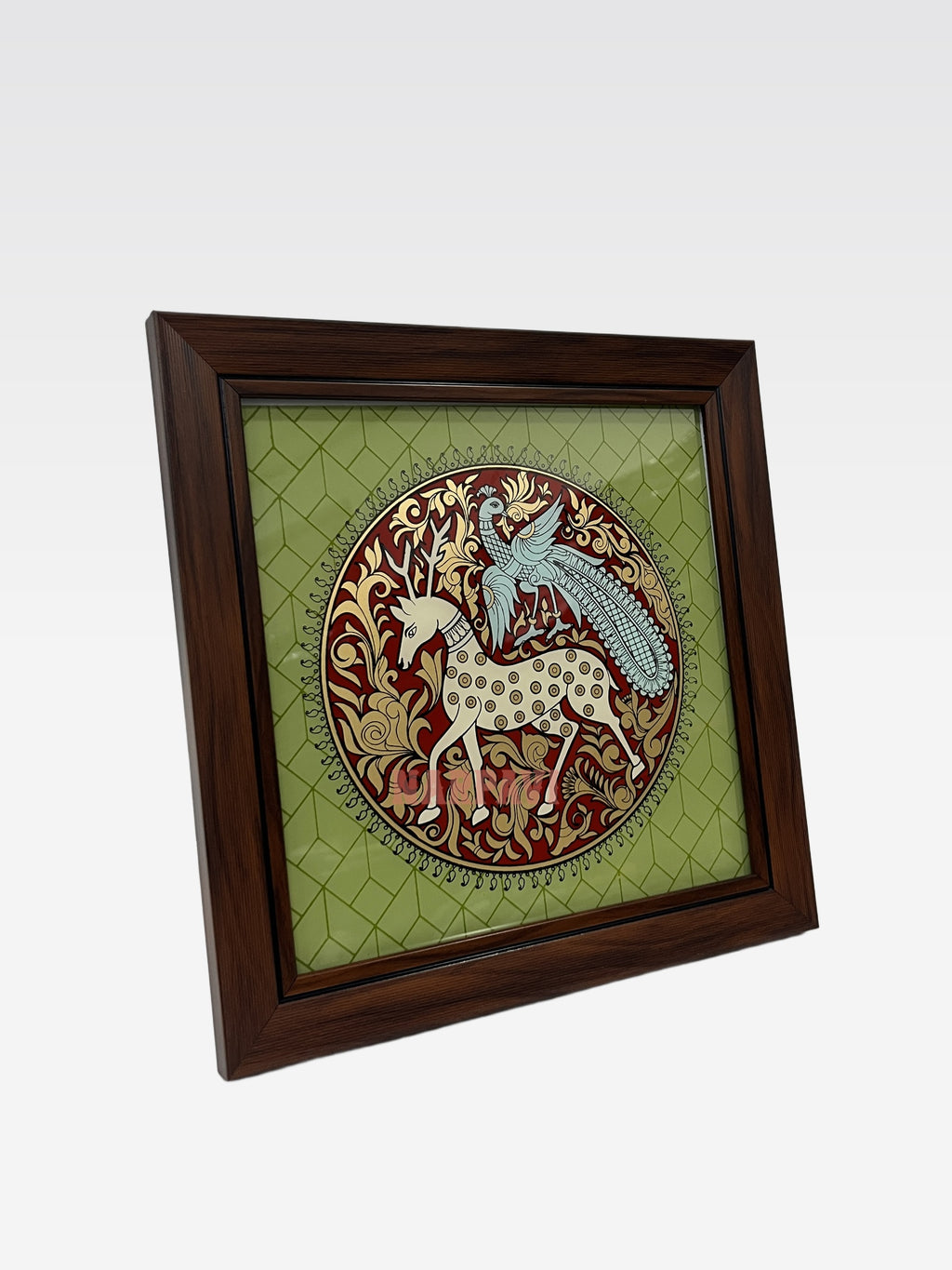 AR TANJORE REVERSE GLSS PNG CLASSIC FRAME (Horse with peacock)