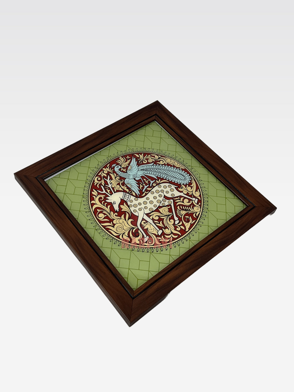AR TANJORE REVERSE GLSS PNG CLASSIC FRAME (Horse with peacock)