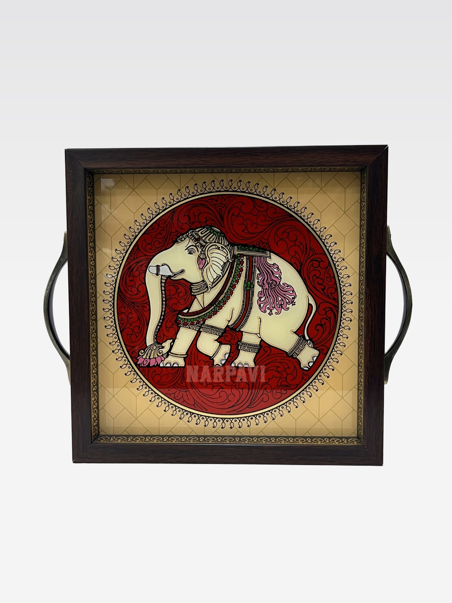 AR TANJORE REVERSE GLSS PNG SQUARE TRAY 10*10