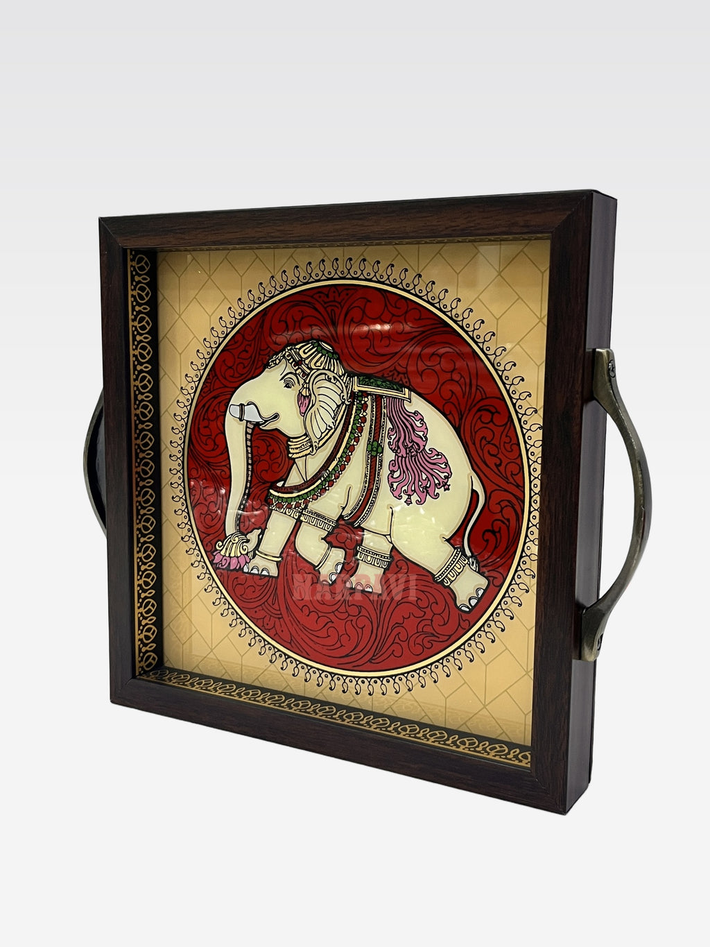 AR TANJORE REVERSE GLSS PNG SQUARE TRAY 10*10