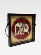 AR TANJORE REVERSE GLSS PNG SQUARE TRAY 10*10