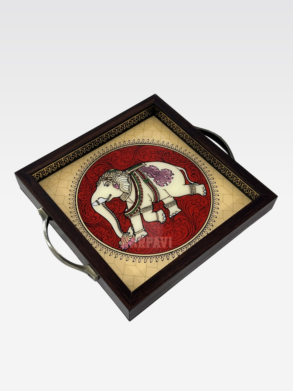 AR TANJORE REVERSE GLSS PNG SQUARE TRAY 10*10