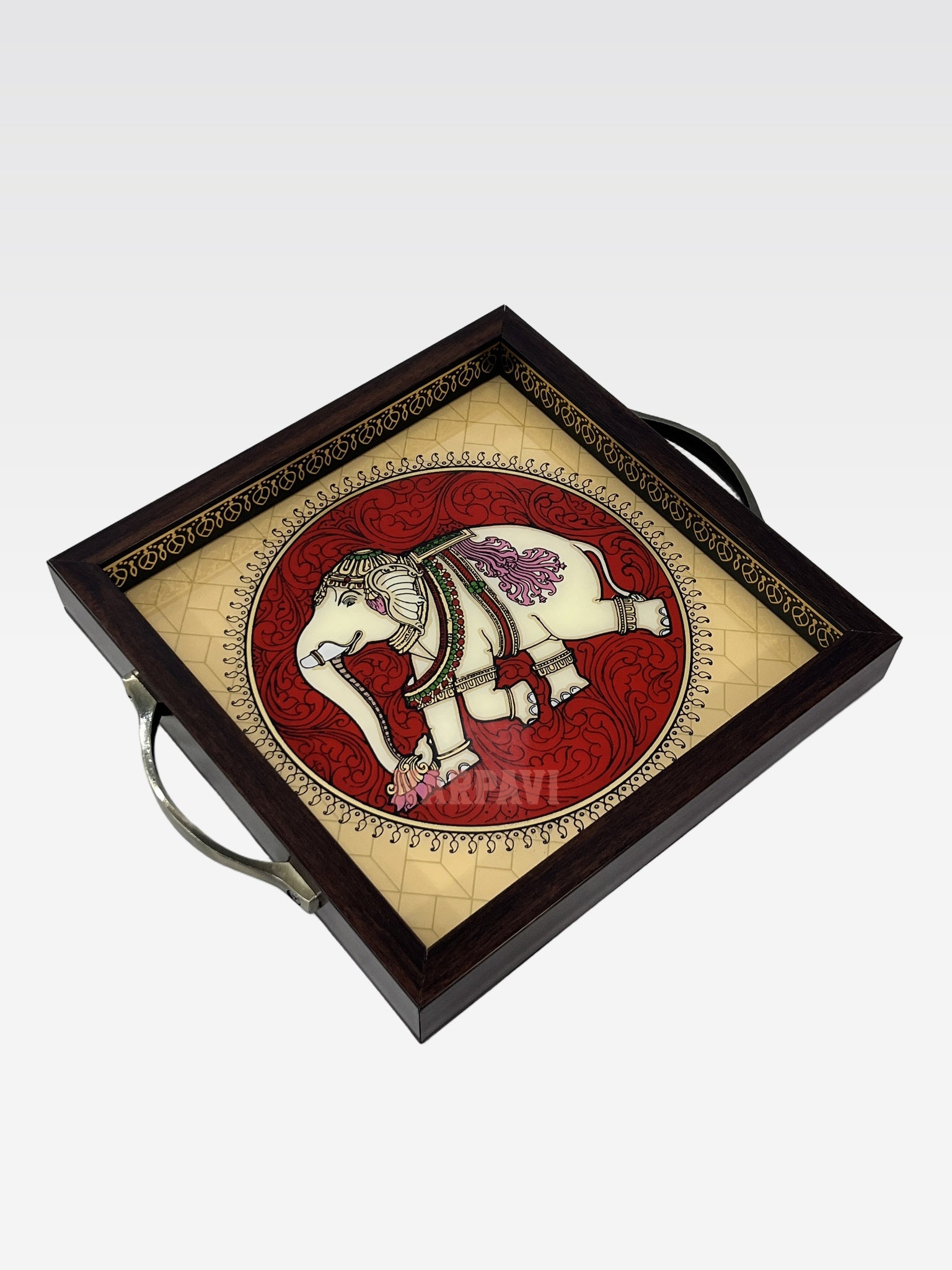 AR TANJORE REVERSE GLSS PNG SQUARE TRAY 10*10