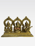 KB BR GOLDEN TONE GANESH LAXMI SARASWATI ON BASE WITH RING( KGT13393)