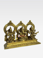 KB BR GOLDEN TONE GANESH LAXMI SARASWATI ON BASE WITH RING( KGT13393)