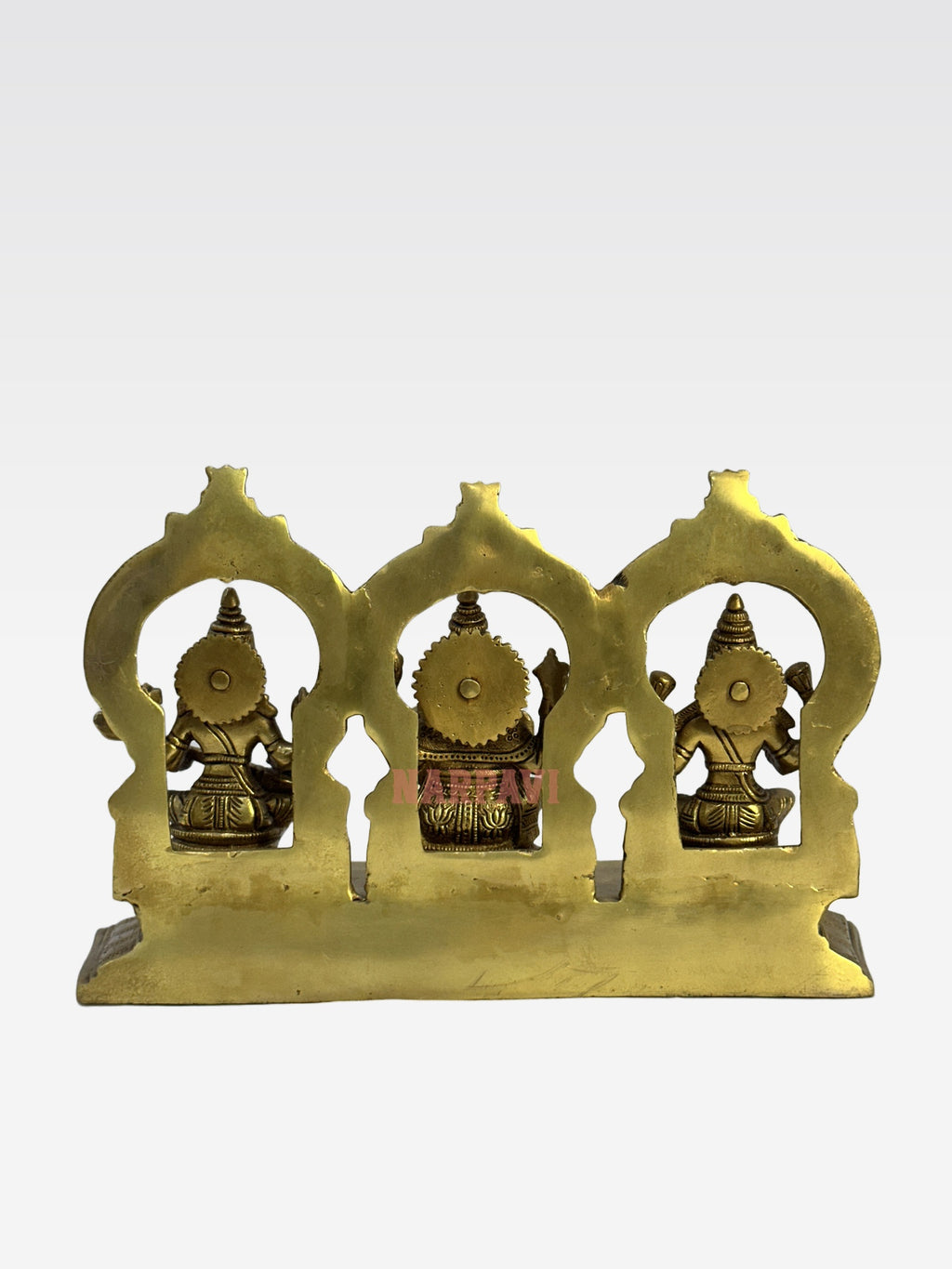 KB BR GOLDEN TONE GANESH LAXMI SARASWATI ON BASE WITH RING( KGT13393)