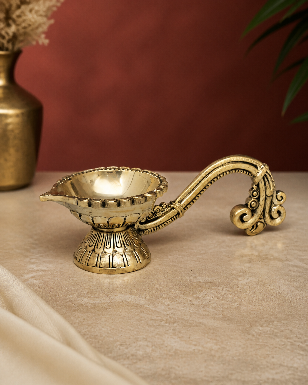 Brass Diya with Handle
