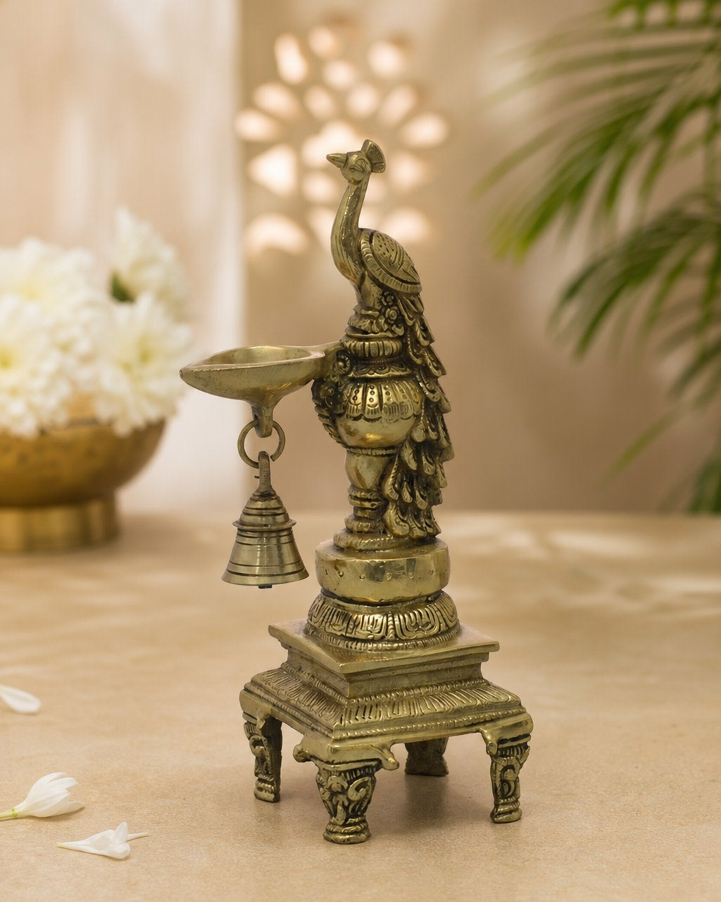 Brass Peacock Diya
