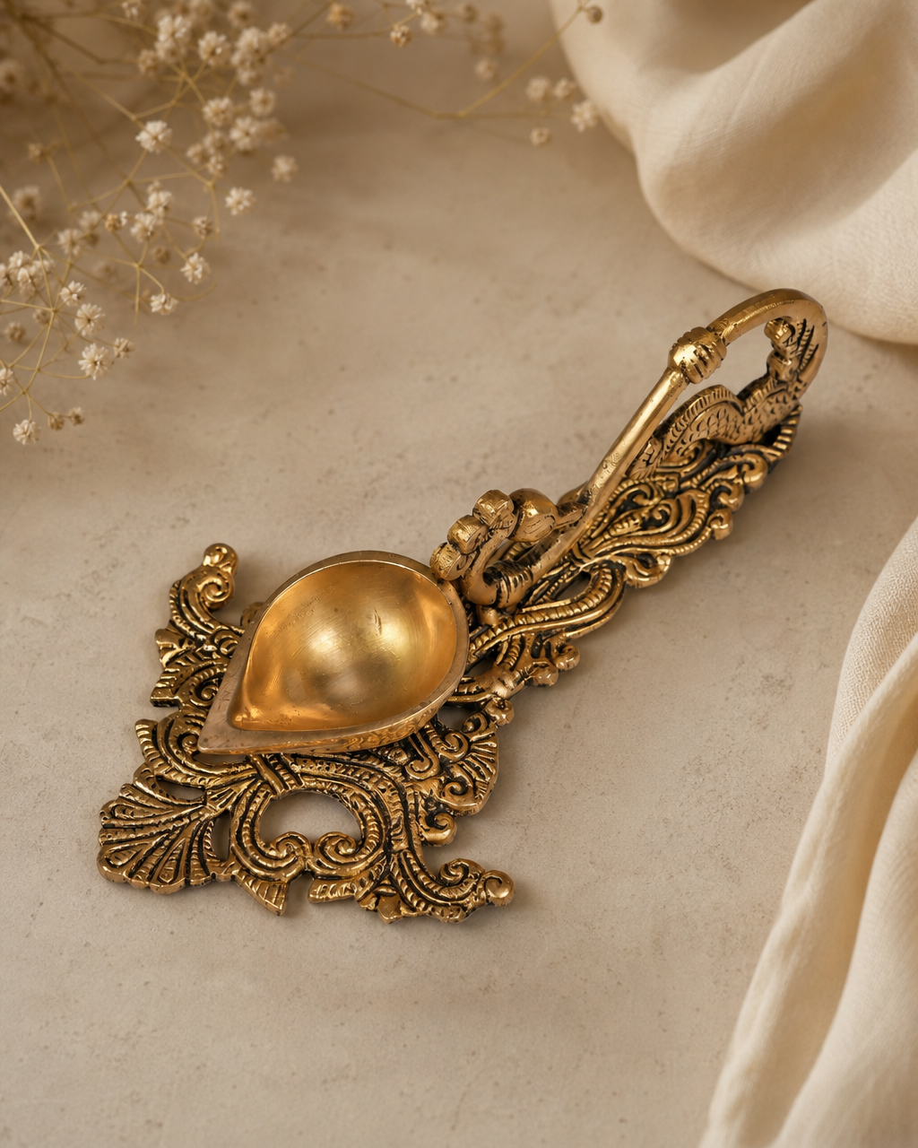 Brass Peacock Spoon Diya
