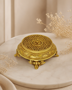 Brass Chowki Round Flower Carved