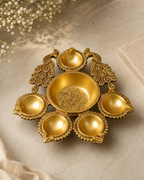 Brass Double Peacock Diya