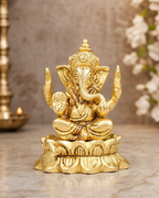 Brass Ganesha Sitting Lotus