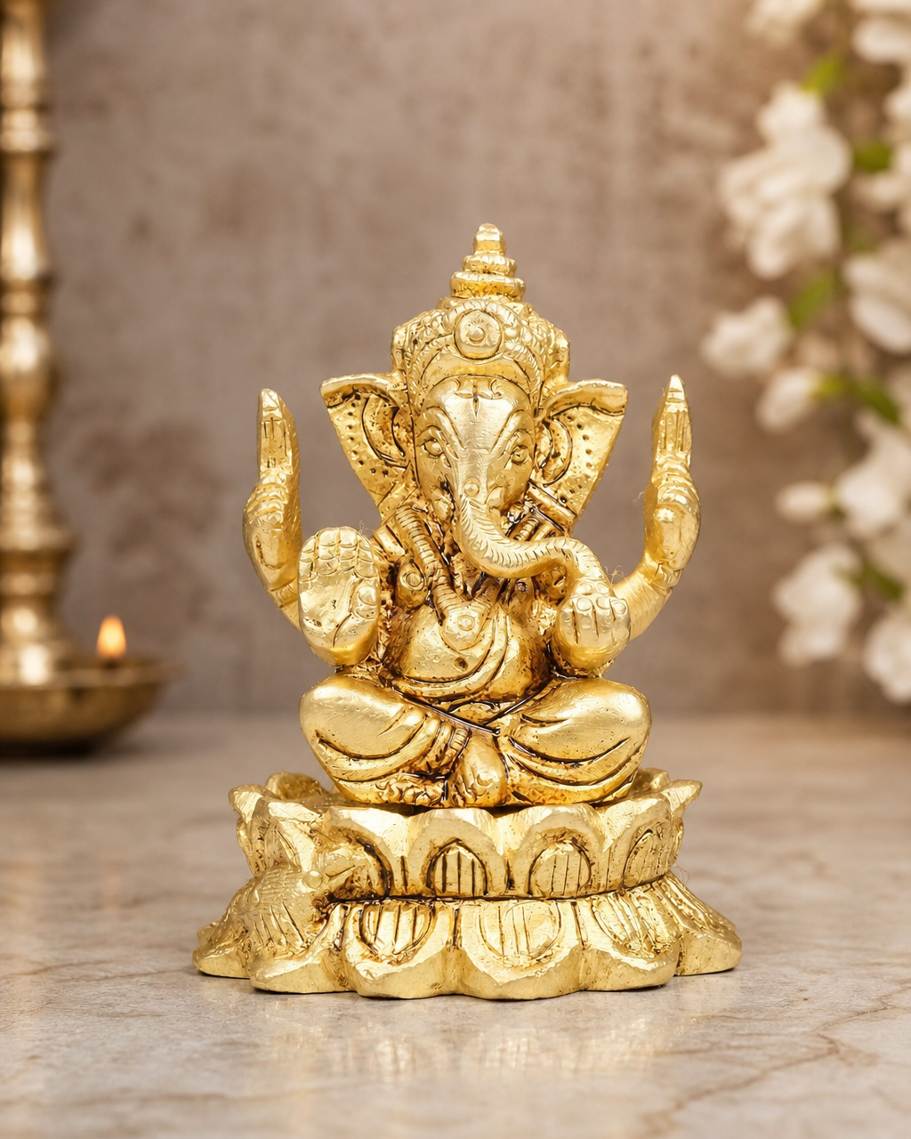 Brass Ganesha Sitting Lotus