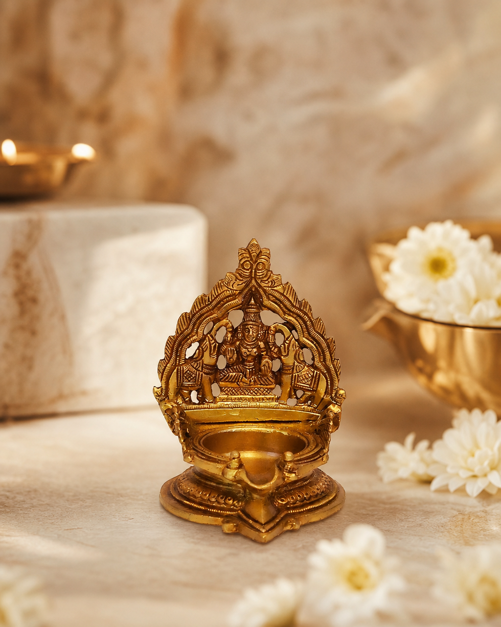 Brass Yellow  Gold  Laxmi Diya